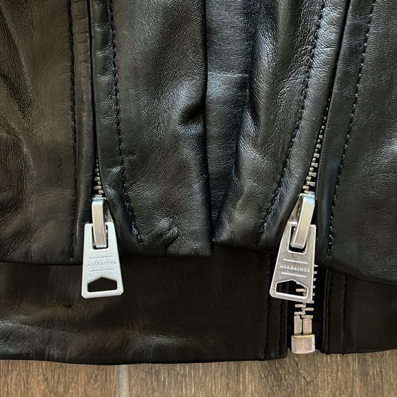 NEW All Saints Dalby Lamb Leather Biker Jacket Black Size 2 - Picture 7 of 11